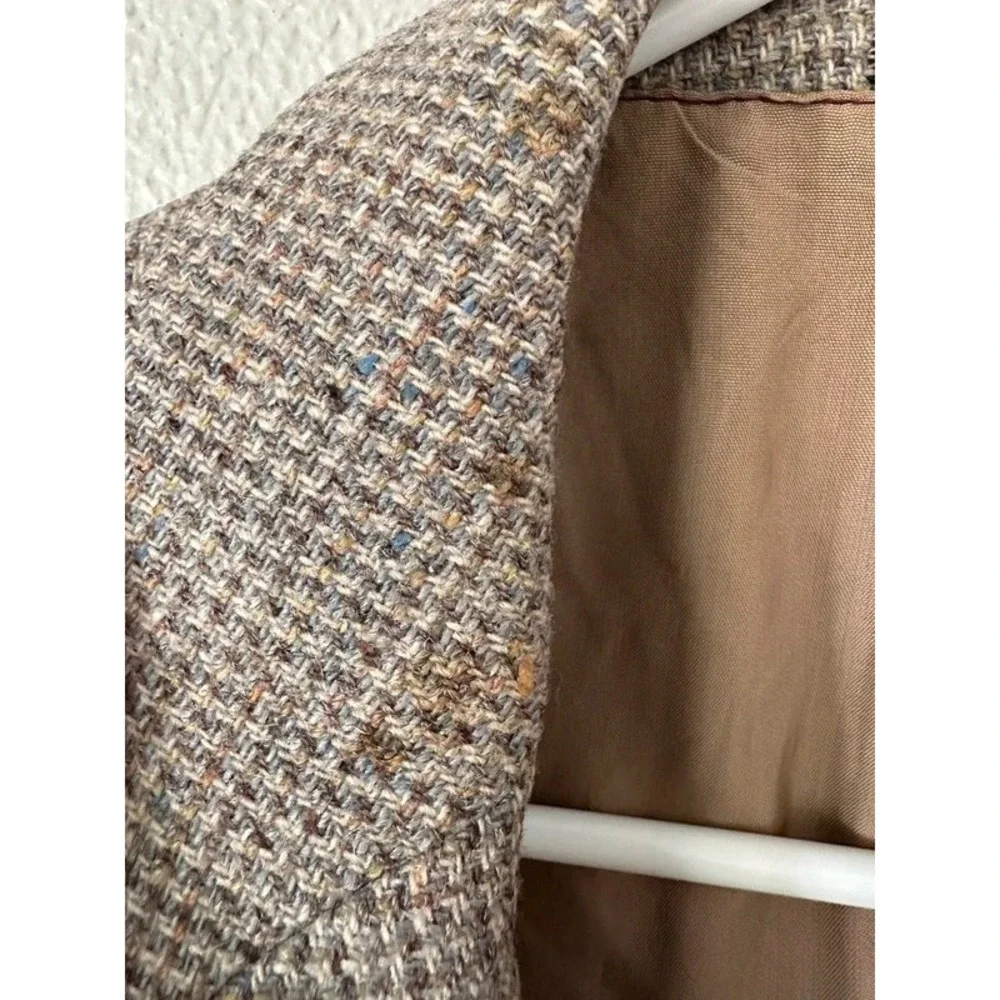 Harrocks Tweed Mens 40 Brown Houndstooth Wool Blazer Sport Coat Academia Preppy
